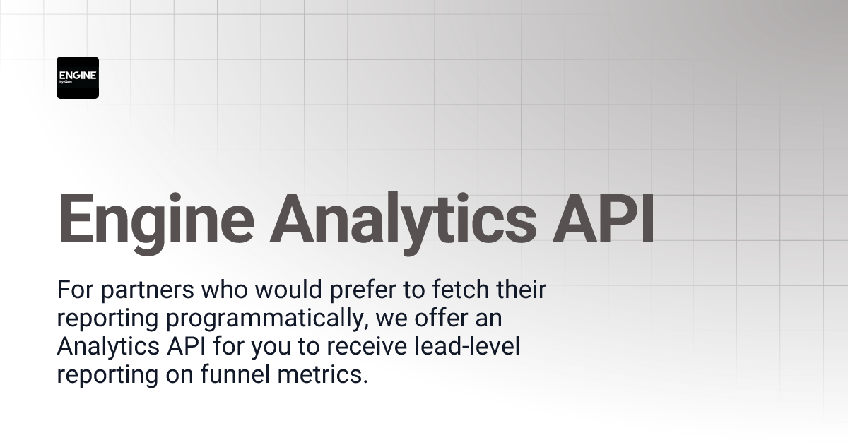 Engine Analytics API | Developer Center